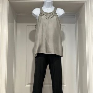 J Crew Silver silk top size 2